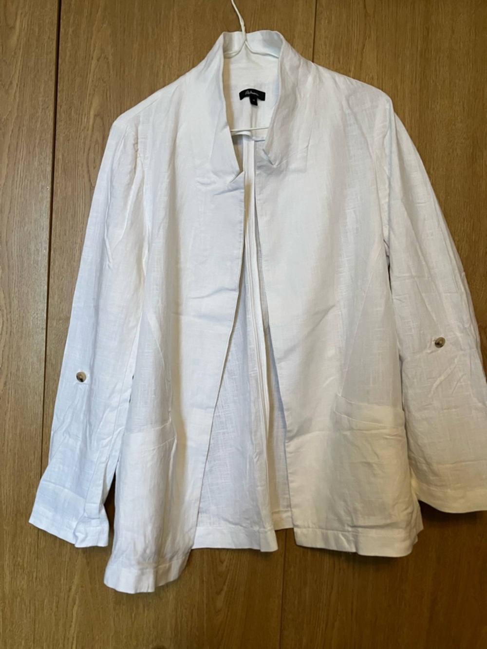 Reitmans White Open-Front Linen-Blend Blazer
